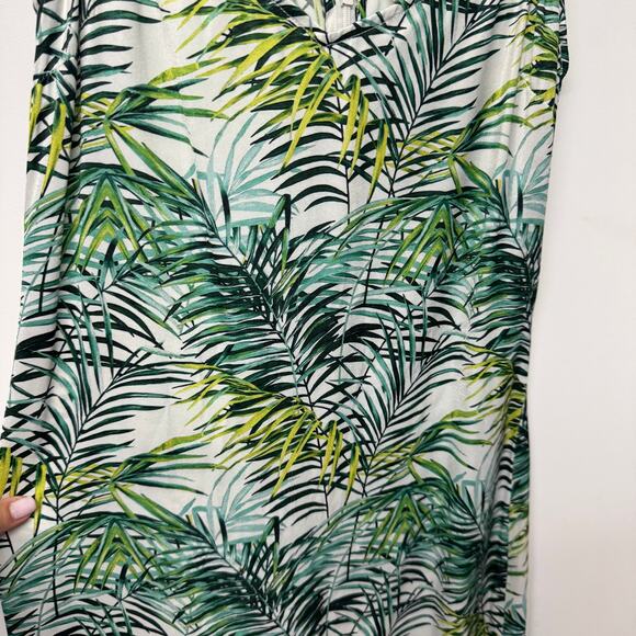 Louna Palm Printed Dana Dress Womens Size Small Green White Slip Midi Satin - Picture 3 of 10